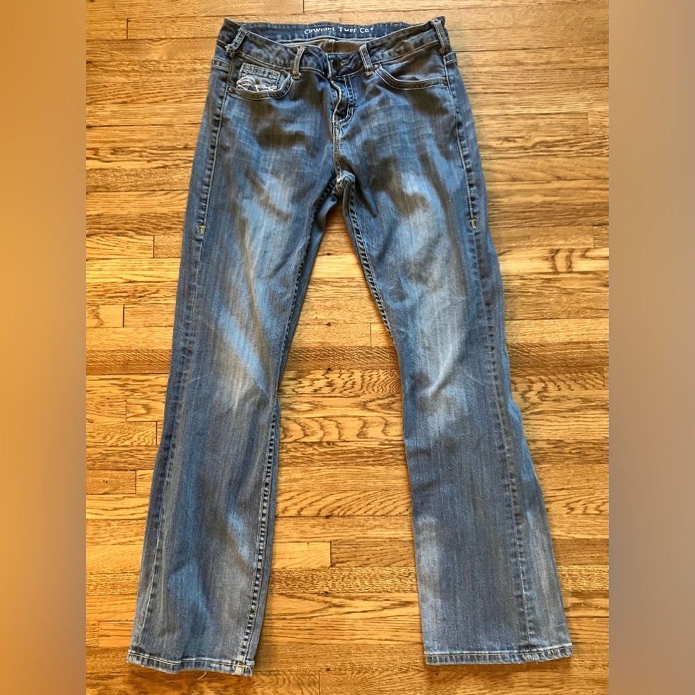 Cowgirl Tuff Don’t Fence Me In Bootcut Jeans Light Wash 30 x 33